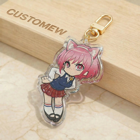 Custom Epoxy Glitter Acrylic Keychain - Customew