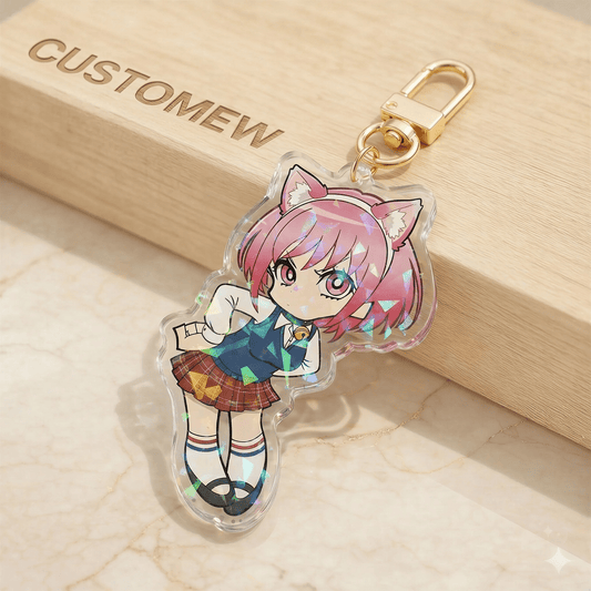Custom glasses holo Acrylic keychain - Customew