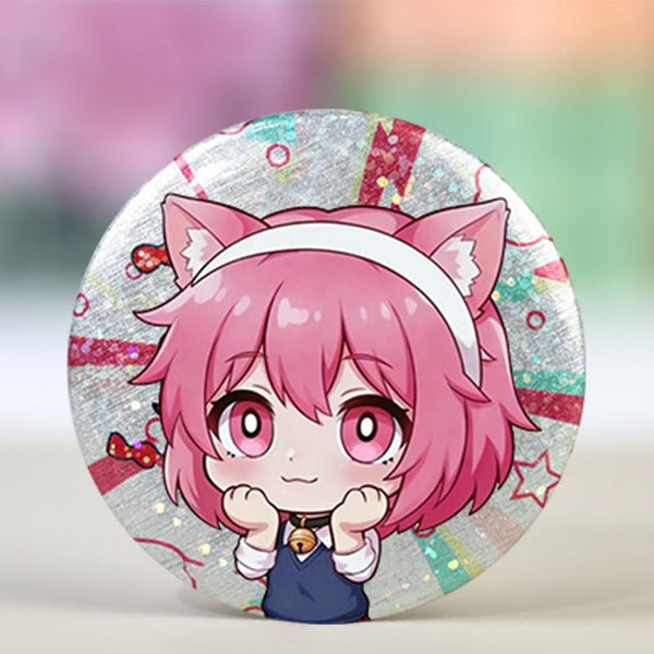 Custom Glitter/Holographic Round Button Pins/Badges - Customew