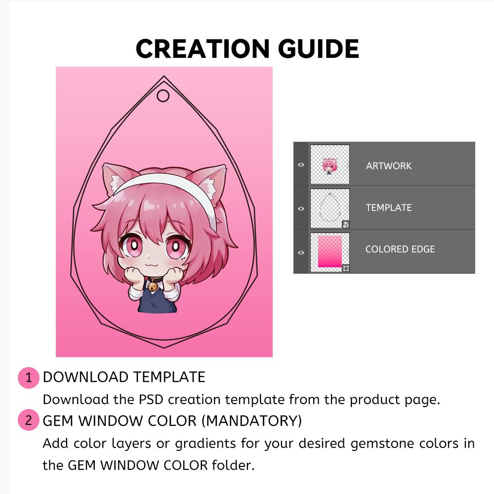 Gemstone Thick Acrylic Block Keychains - Customew