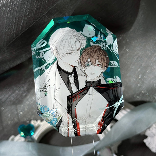 Gemstone Thick Acrylic Block Keychains - Customew